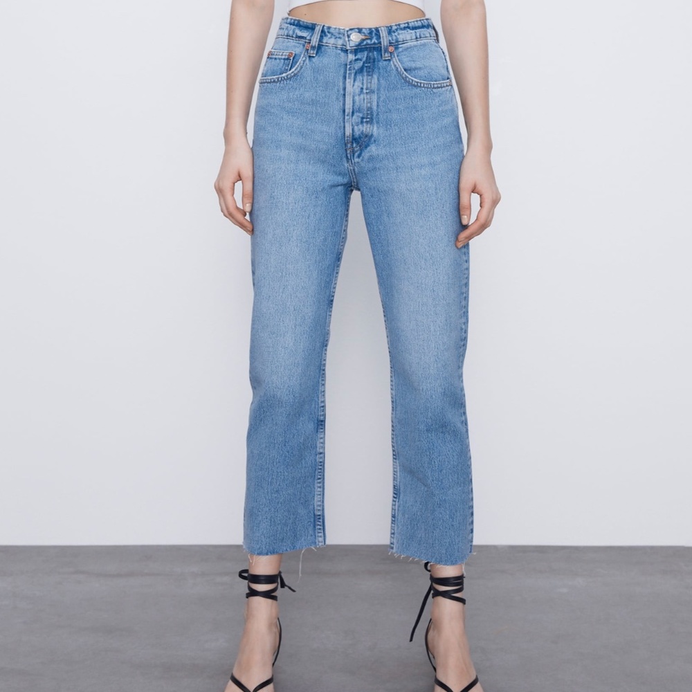 ZARA HI RISE STRAIGHT LEG JEANS